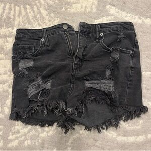 Black Ripped Jean Shorts